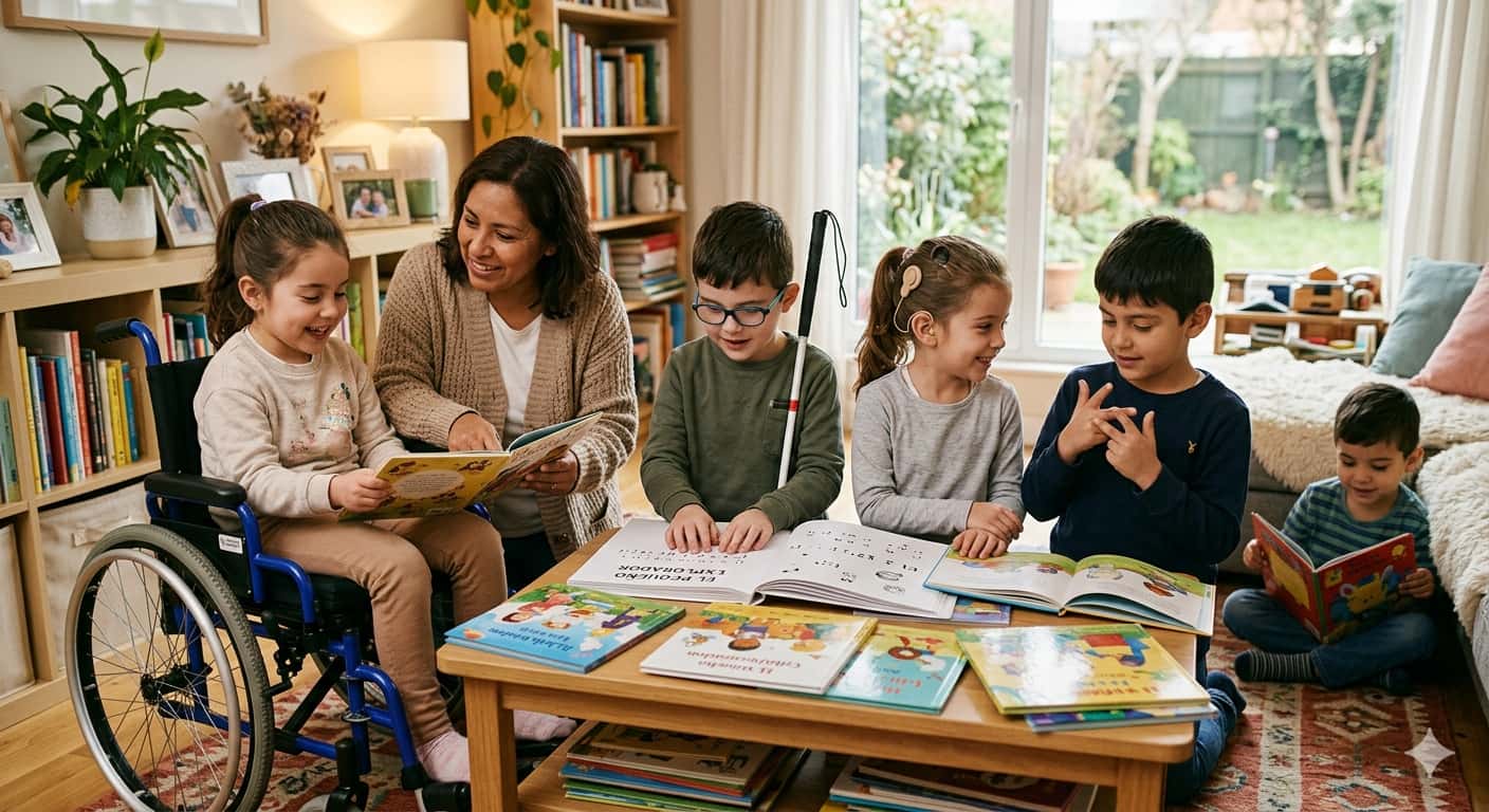 NIÑOS CON DISCAPACIDAD AUDITIVA VISUAL FISICA LIBROS FAMILIA 